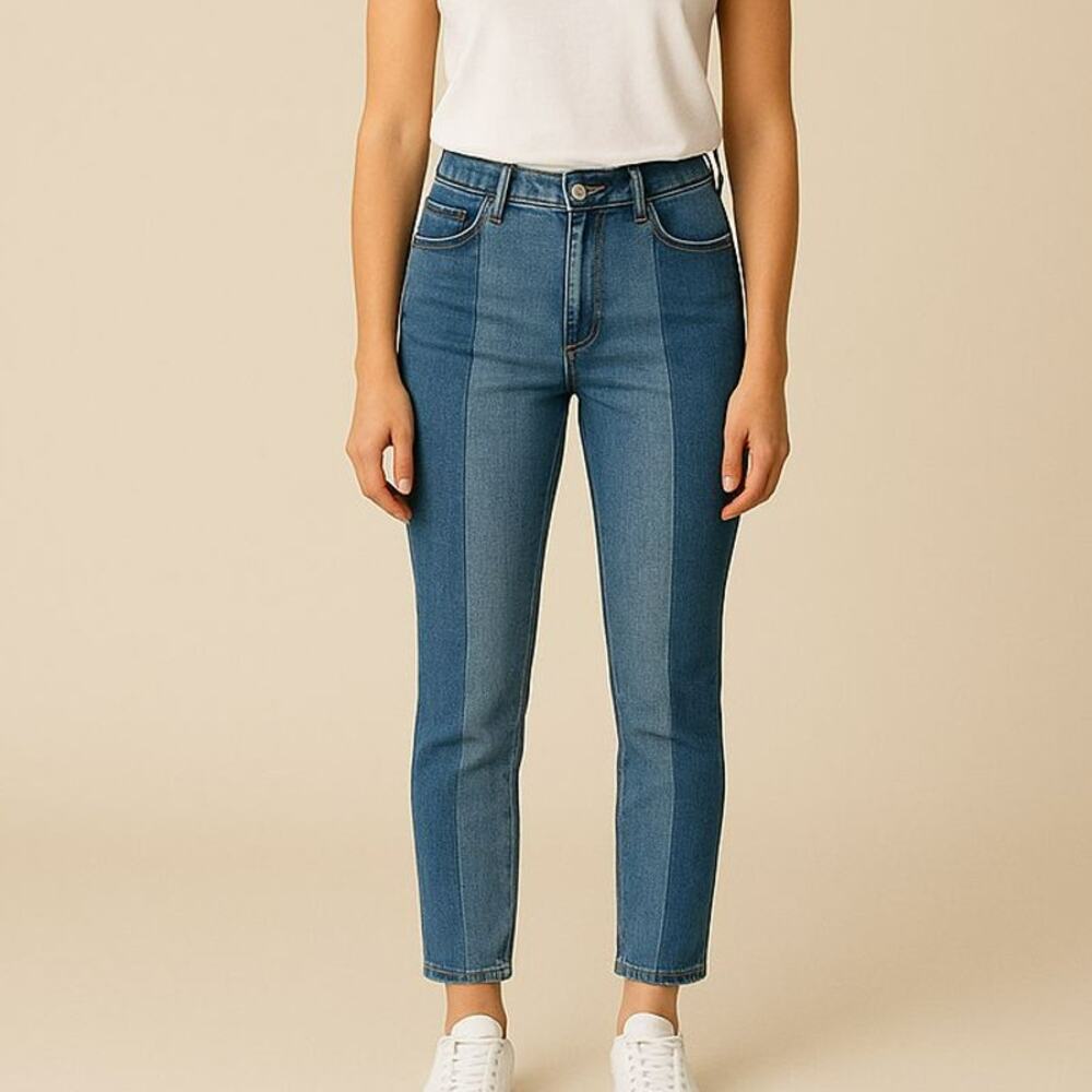 Good American Good Legs Crop Color Block Jeans 6/28